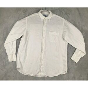 Vilebrequin White Linen Button Shirt Mens XL Logo Collared GUC Long Sleeve